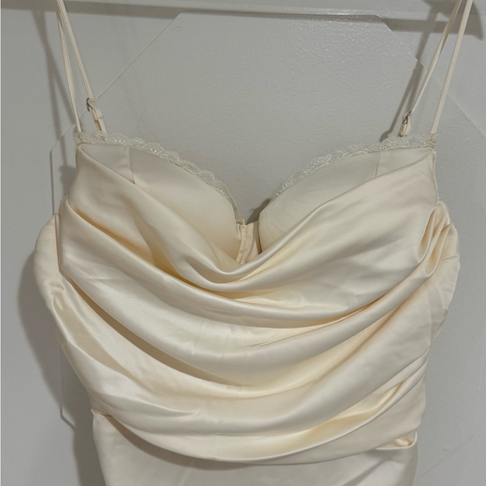 Elegant Cream Satin Women's Dress